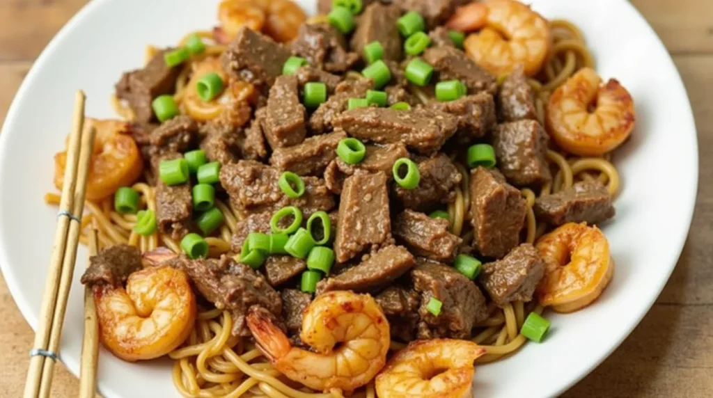 Steak & Shrimp Stir-Fried Noodles – A Flavor-Packed Asian-Inspired Delight!