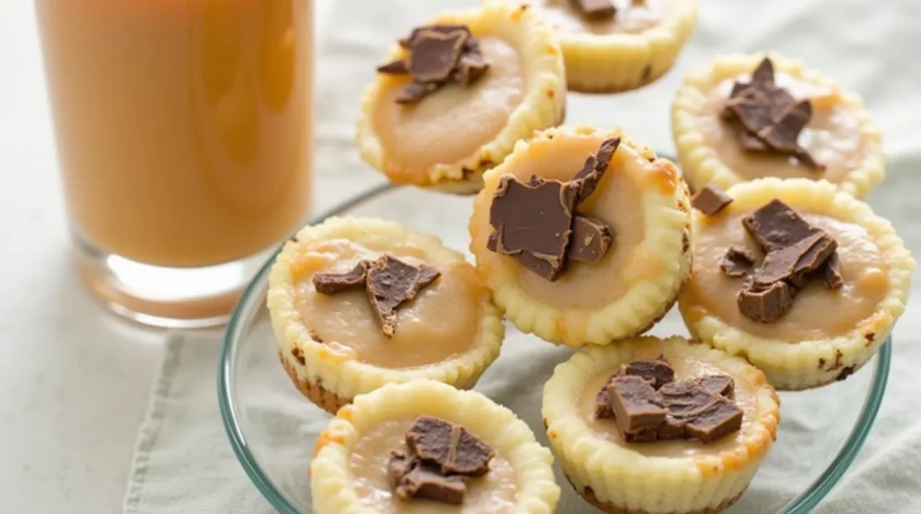 Mini Caramel Chocolate Chip Cheesecakes